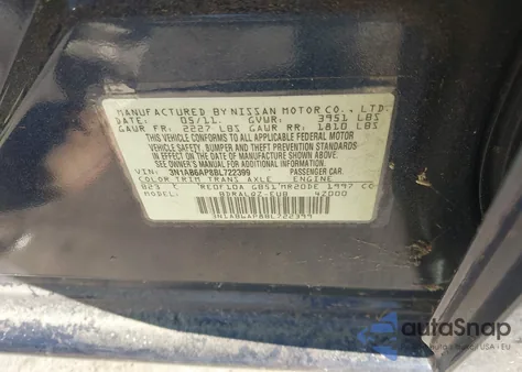 2011 Nissan Sentra 2.0 from USA, damaged, VIN 3N1AB6AP8BL722399